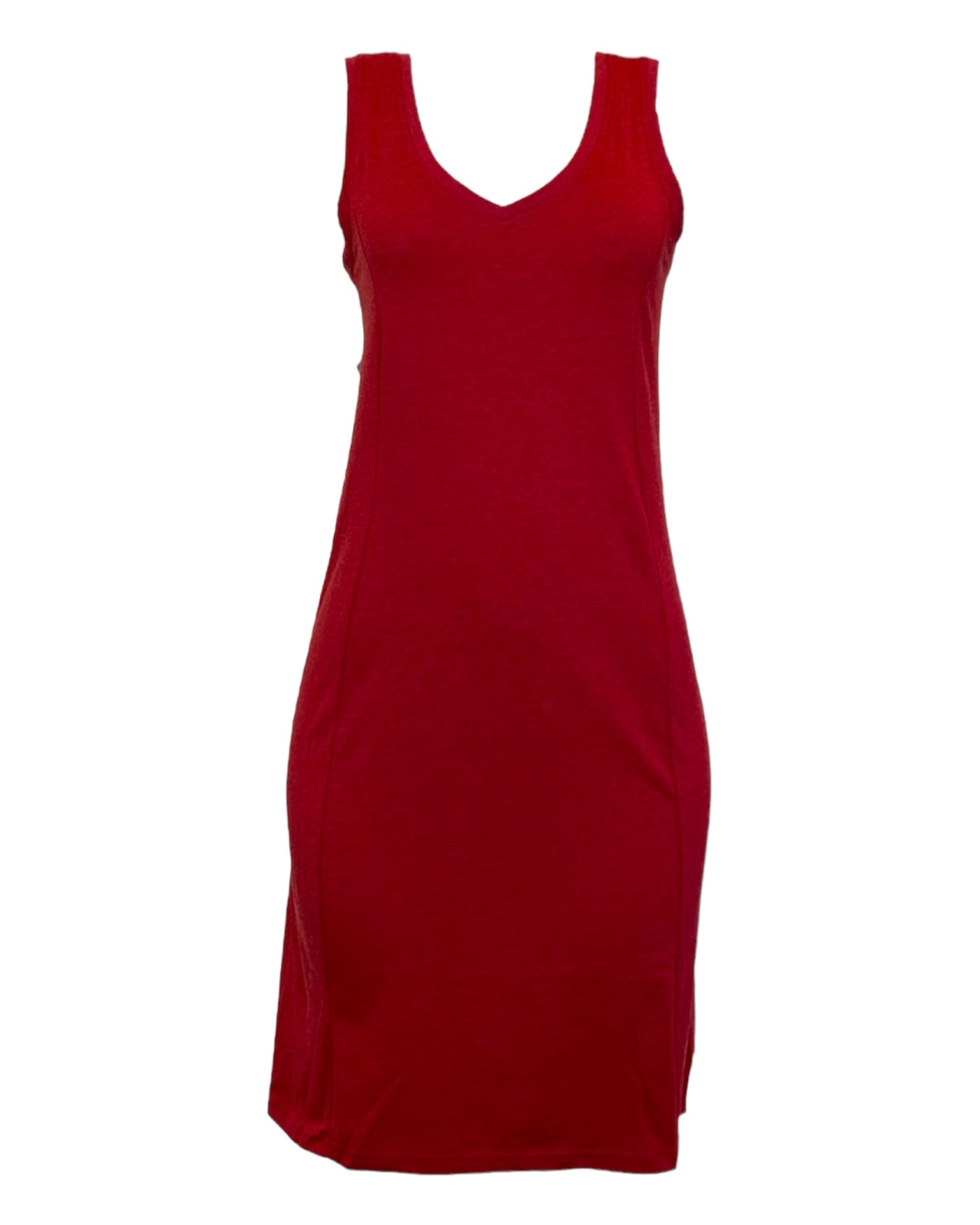 Jolie robe rouge d'été col en v  pour femme sans manche en coton biologique