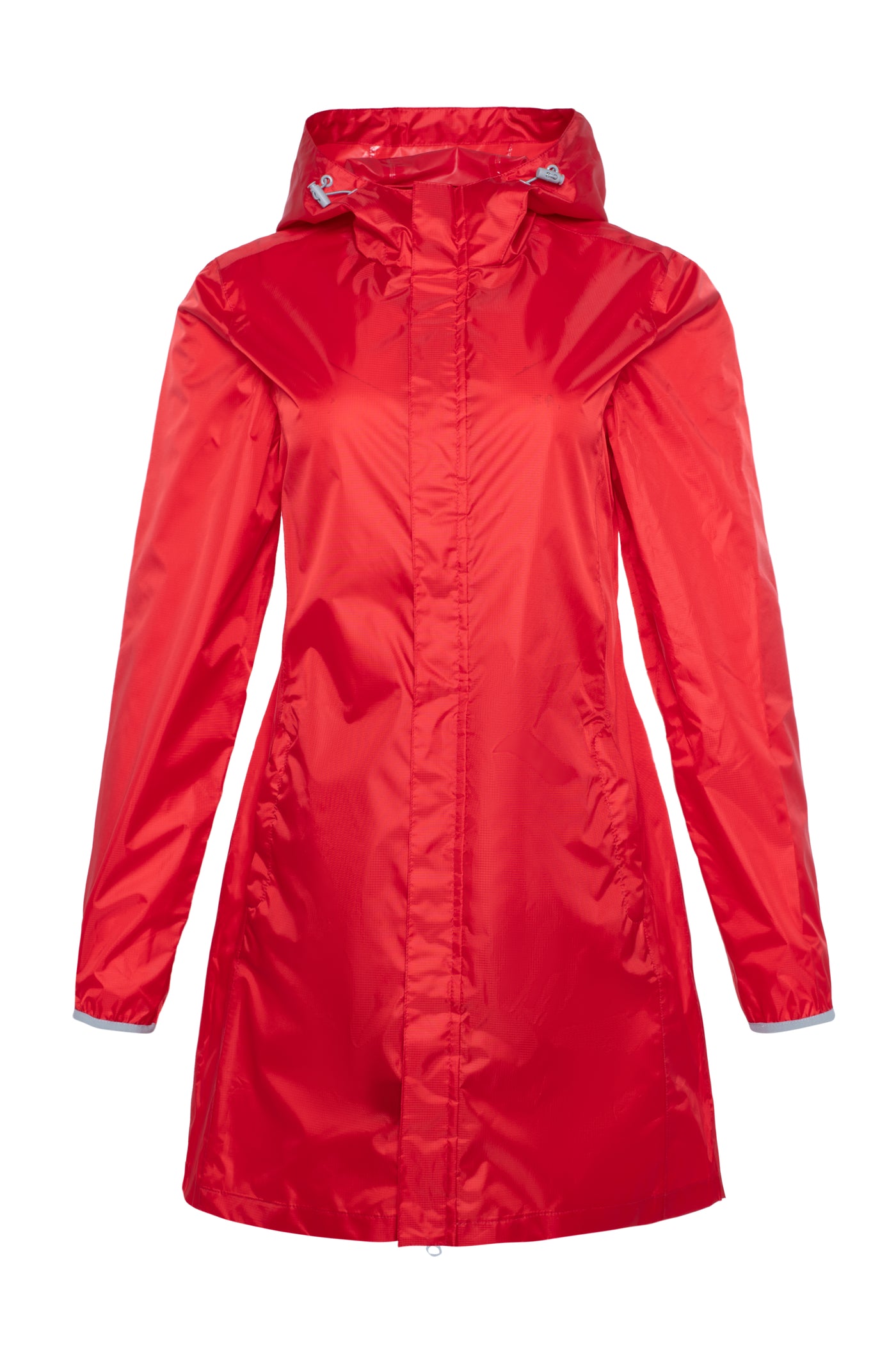 Un imperméable long rouge pour femme